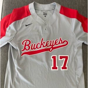 Nike Mens L Ohio State Buckeyes vapor laser Baseball Jersey.